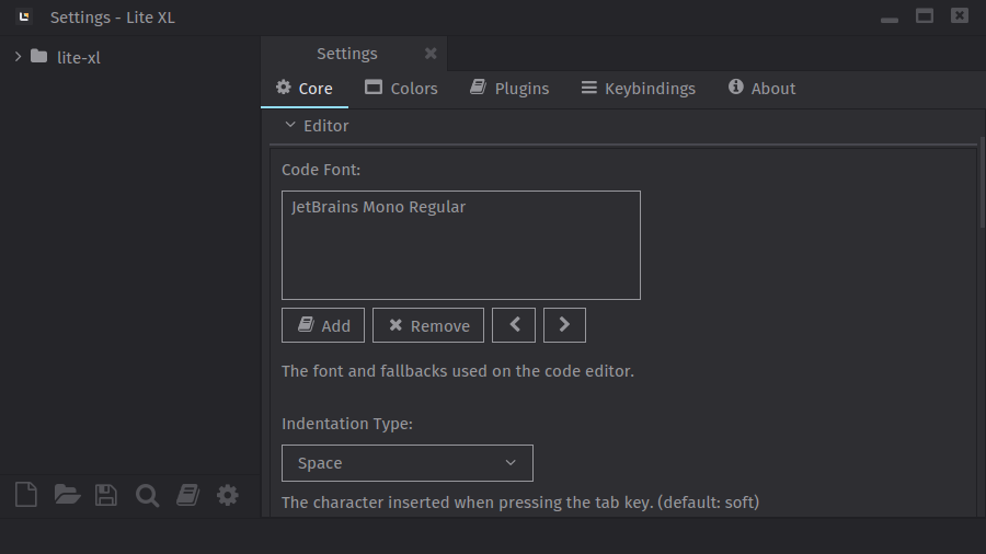 The fonts option under the Editor section